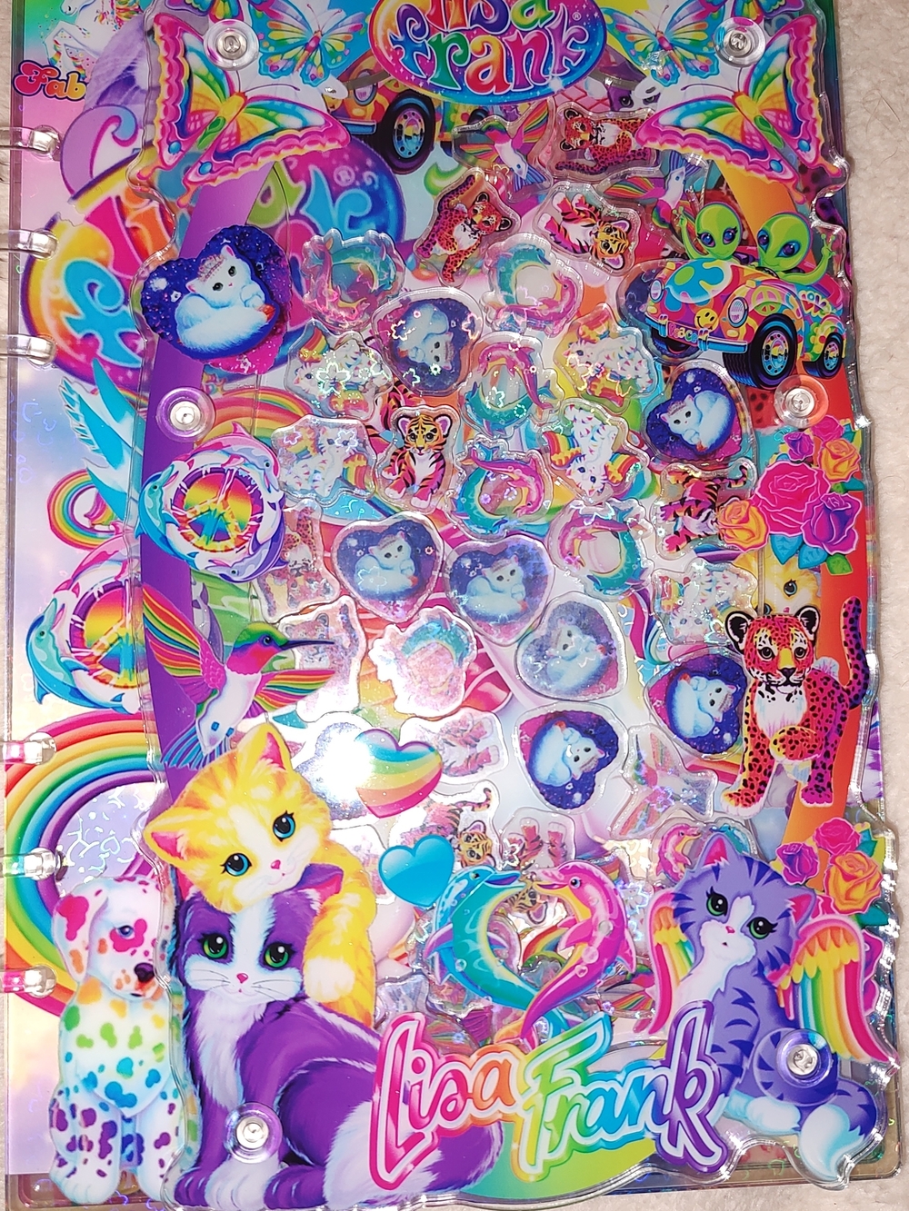 New! Lisa Frank Rainbow Cat A5 Acrylic Shaker NoteBook With Paper